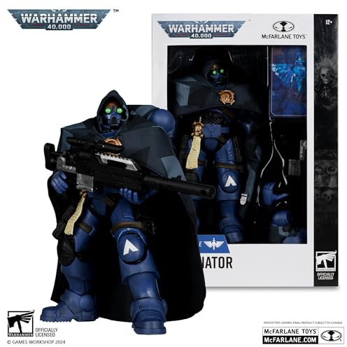 Bizak McFarlane 64380963 Figurine Space Marine Eliminato de Warhammer 40000, Jeu vidéo en Ligne, Sculpture à Peindre articulée de 18 cm, Accessoires et Base d'exposition