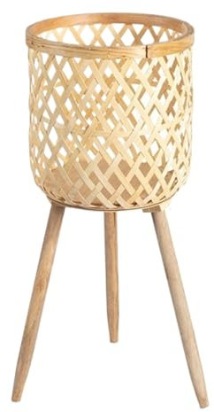 REEKOS Pflanzenregal Blumenständer Pflanzenständer Bambus-Webpflanzenständer Für Zimmerpflanzenhalter, Gewebte Dekoration Blumenregal Blumentreppe(27.5 * 61.5cm)