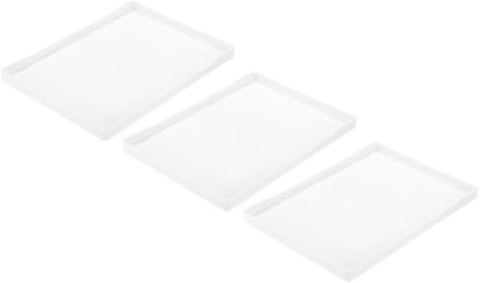uxcell 3Pcs Serving Tray Small White Mini Tray 7 x 10 Plastic Rectangular Wooden Serving Trays Decorative Ottoman Platter for Breakfast Kitchen Bathroom