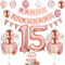 15. Geburtstag Deko Roségold - Luftballon, Tortendeko, Zahl 15 Ballons für Mädchen 51 Jahre - Party Dekoration in Weiß Rosa