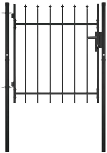 Tidyard Portail avec Haut sous Forme de Lance 100x75 cm, Portillon de Jardin, Porte de Jardin, Porte de Clôture Décorative pour Exterieur