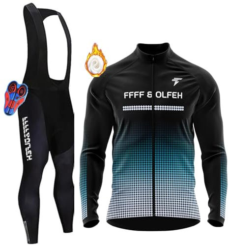 Radtrikot Set,Winter Fahrradbekleidung Herren Fahrrad Jacke + Hose Set Winter Thermo Fahrradbekleidung + 9D Gel für Radfahren MTB Outdoor (PT15,XXL)