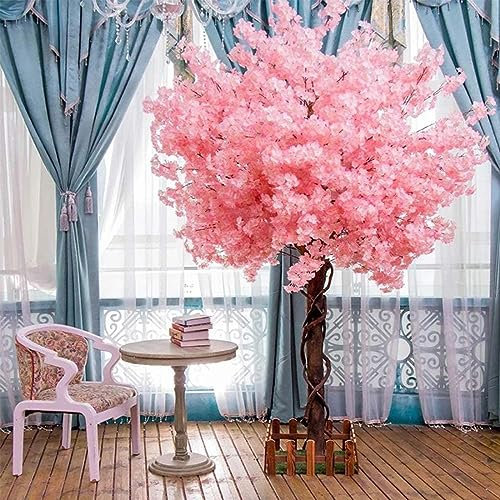 Großer Kirschblüten-Kunstbaum – dichter Pfirsichbaum mit Massivholzstamm für den Innenbereich, Wohnzimmerdekoration, realistische Kunstpflanze für Familienheim