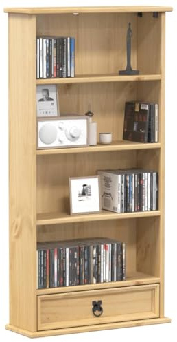 CD-Schrank Corona 52x17,5x103 cm Massivholz Kiefer,jiangboyue-4002781
