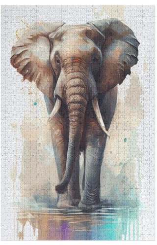 Elefant Puzzle Für Erwachsene 1000 Teile Premium 100% Recyceltes Brett Zum Lernen, Lernspielzeug, Familienspiele Kinder Holzpuzzle 78×53cm