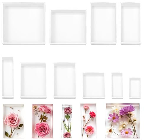 10 Stück Epoxidharz Formen Silikon, Würfel Silikonformen Epoxidharz Rechteckige Harz GießEn Formen für Kerzenherstellung, Getrocknete Blumenblätter, DIY-Kunsthandwerk, Weihnachtsdekoration