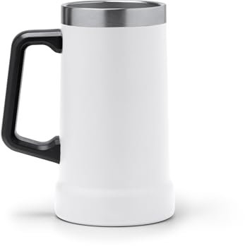 Brocca termica da 700 ml in acciaio riciclato, isolamento a doppia parete, per bevande calde e fredde, manico ergonomico e design premium, ideale per birra, caffè e bevande analcoliche (bianco)