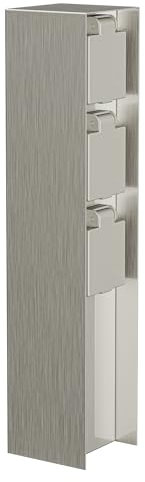 ledscom.de Garten Steckdosensäule POMI für außen, IP44, 3-Fach, Edelstahl, Edelstahl, eckig, 33 cm