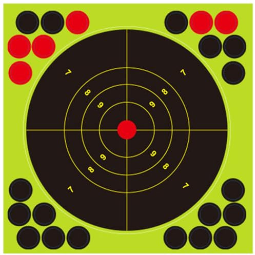 Cibles de tir anti-éclaboussures de 20,3 x 20,3 cm – Cibles réactives avec rafale fluorescente et autocollants – Conçues pour les exercices de tir et la pratique de la cible – Utilisation en intérieur