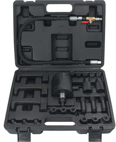 GEPCO 24tlg Pneumatischer Diesel Einspritzdüsen Abzieher Satz mit Injektor-Haken, Adapter Kompatibel mit Bosch Delphi Denso Siemens Cummins CAT, Luftdruck 5-8 Bar Abzieher Werkzeug Profi Werkzeug