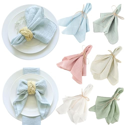 KASESSS Solid Color Cloth Napkins, Cotton Cloth Napkins Set of 6 Decorative Fabric Napkin for Weddings Party Dinner Christmas Daily Use 32x32cm Reusable Cotton Napkin Multicoloured