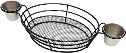Cesta para patatas fritas, cestas para servir platos rápidos, con cuencos para salsas para hamburguesas, sándwich, nachos para perros calientes, palomitas de maíz en casa, fiesta, restaurante