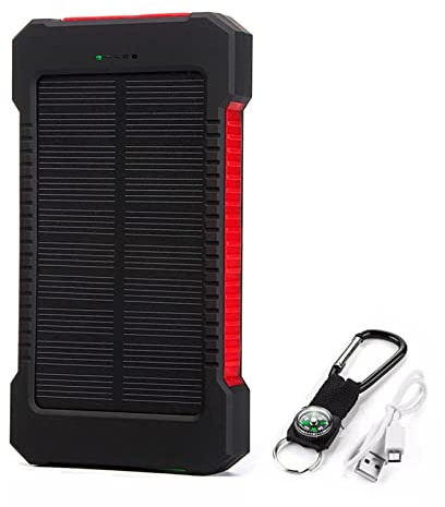 Banque d’Alimentation,Chargeur Solaire PowerBank, Chargeur USB Double extérieur 80000mAh PowerBank Solaire pour Le Camping Batterie Externe étanche, Rouge