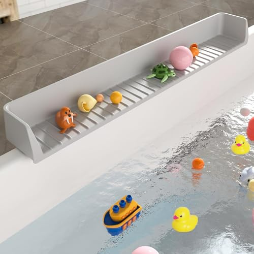 LANMOU Splash Guard for Bathtub Kids, 31.5 Inch Silicone Bathtub Splash Guard for Tub With 11 Strong Suction Cups, To Keep Water In Tub & Bath Toy Storage, Fold, Fun Bath Time for Toddlers Baby