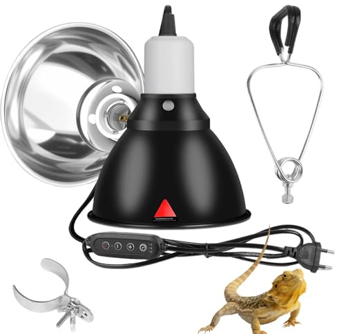 Lotvic Portalampada Riscaldante con cestello protettivo, per Tartarughe e Rettili, Riflettore E27 100W per Lampadine UVA/UVB e Infrarossi (Senza lampadina)