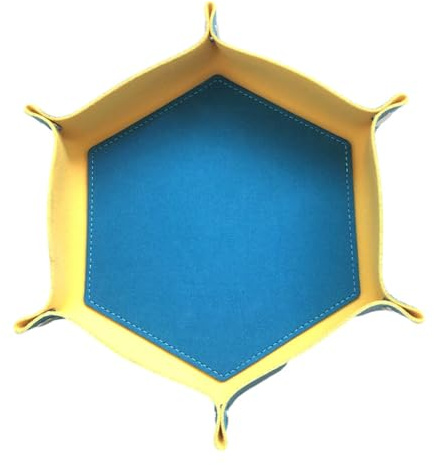 ALCXAZS Praktisches faltbares PU Leder Würfeltablett für Gamer. Sechseckiges faltbares Würfeltablett. Sechseckiges PU Einfach