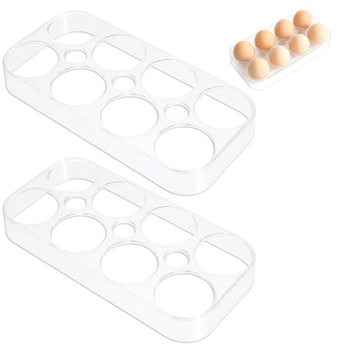 2 stycken kylskåp, äggbehållare, för kylskåp, vit äggförvaring med plats för 10 ägg, för frys, kök, camping och mer skyddar ägg från brott