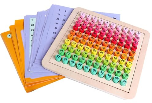 Generisch Holz Hunderter Tafel Spiel 25.8x25.8x1cm | Zahlenbrett 1-100 | Lern Mathe Tafel Kinder Zählen Zahlenerkennung Übung