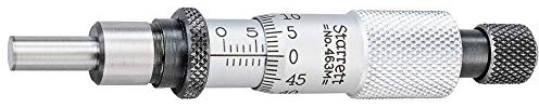 Starrett 463MXRL Mikrometerkopf, 0-13 mm Bereich, 0,01 mm Teilung, +/- 0,002 mm Genauigkeit, Ratschenanschlag-Kausche, Kontermutter, Hartmetall-Oberfläche