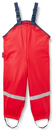 Playshoes Pantaloni fango, salopette antipioggia, fodera in pile, Pantaloni antipioggia antivento e impermeabili Unisex - Bambini e ragazzi, rosso, 92