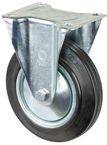 BSRollen Transportgeräte-Bockrolle, Gummi schwarz, Durchm. 180 mm, Traglast 170 kg, Rollenlager, Anschraubpla tte