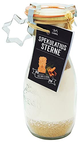 Löbke Hof Backmischung Spekulatius Sterne mit Ausstecher, 530ml Weckflasche