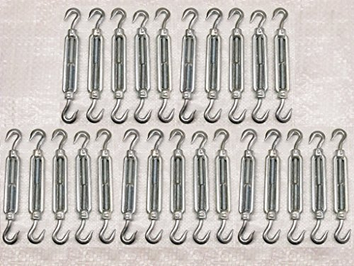 x25 M6 Galvanised Forged Straining Screw Hook and Hook - Caravan Turnbuckle Open Body