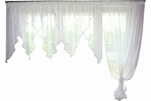 FKL DESIGN Home Deco Balkongardine Fertiggardine aus Voile Balkon Set Schöne Gardine AG18 A Modern