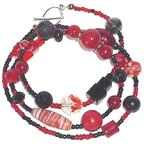 SSH-Design - Wickelarmband - rot & schwarz -