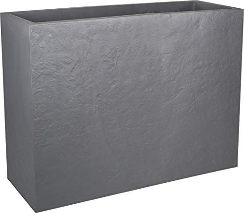 EDA - Muret Loft L Volcania 46 L - Décor Imitation Pierre - Double Paroi - Zone de Rétention d'eau - 78 x 29 x 60 cm - Gris Galet