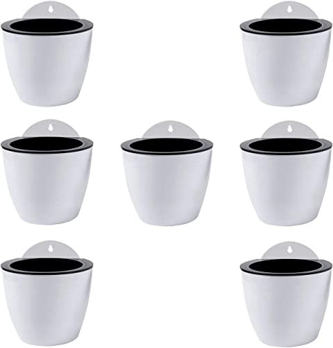 ShoppeWatch Selbstbewässernde Wand Hängende Blumentöpfe 7 Stück | Wandvasen für Pflanzen Blumen, Innen- und Außenbereich | Pflanzen Wand | Groß, 18,5 cm PL35