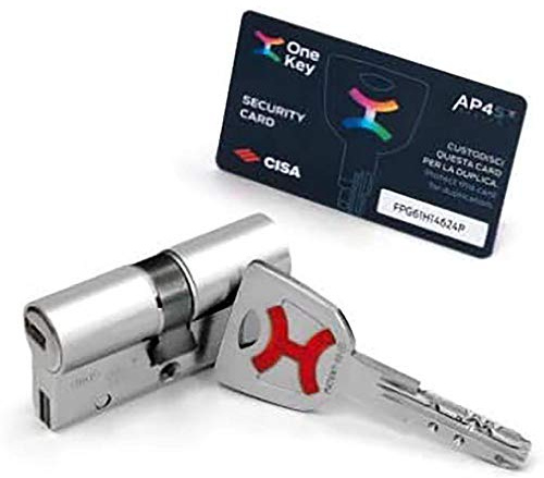AP4S De Cisa 30x50 LEVA DE DOBLE EMBRAGUE Bombin De Seguridad Color Niquel Reforzado Antirotura Antibumping Antitaladro Antiextracción Cerradura Puerta 5 Llaves El Cilindro Tarjeta