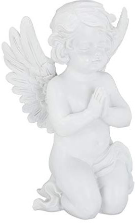 Relaxdays Grabengel, knieend & betend, anmutig, wetterfest, frostsicher, Grabschmuck, Schutzengel, Kunststein, weiß