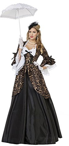 shoperama Marquise Estella Barock Rokoko Damen Kostüm Samt Spitze Schwarz/Gold Gräfin Adlige Mätresse Madame de Pompadour