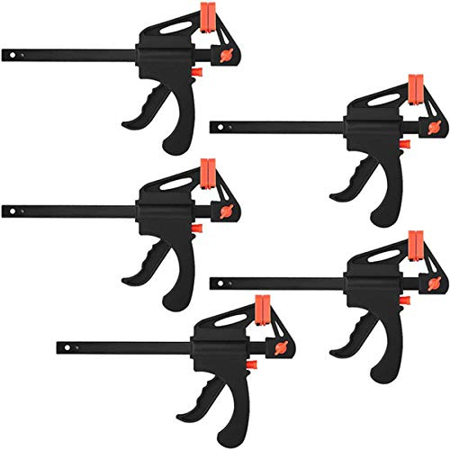 Quick Grip Clamps, 4 inch/100mm Ratchet Bar Clamps, F Clamp Quick Grip, for Woodworking and DIY Projects (5 Pack)