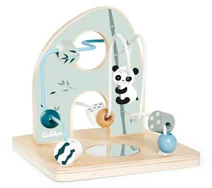 Eichhorn - Motorikschleife zur Förderung der motorischen Fähigkeiten, 2 Schleifen, mit Spiegelfläche, 14x14x14 cm, aus Birkenholz, ab einem Jahr, 100003803