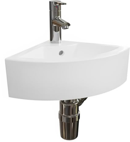Housler® Compact Corner Wall Hung Bathroom Basin Sink No Tap. (32X32X13CM)
