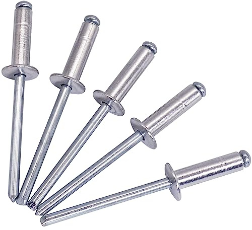 Paquete de 250 remaches ciegos de 4,8 x 16 mm, cabeza de cúpula tipo abierto, DIN 7337, remache de aluminio y mandril de acero, remaches Pop (250, 4,8 x 16 mm)