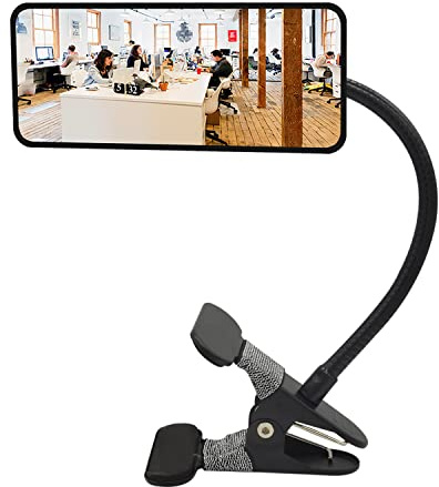 Ampper Glass Clip On Security Mirror, Flexible Convex Cubicle Mirror for Personal Safety and Security Desk Rear View Monitors or Anywhere (6.69 x 2.95, Rectangle)