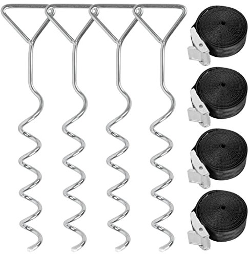 BLOSTM Trampoline Anchor Kit 8pcs - Heavy Duty Pegs with Tear-Resistant Tie Down Straps for Swings, Ground Anchors for Garden Sheds & Playhouses