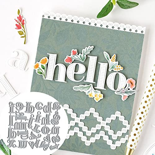 lilyshopingstore Line Letter Word Metal Die Cuts,26 Lace Letters Flower Leaf Stripe Cutting Dies Cut Stencils DIY Scrapbooking Photo Album Decorative Embossing Paper Card Making