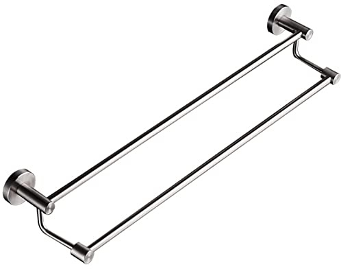 HYBXAQ Handtuchstange Handtuchhalter Doppeltuch Schiene Badezimmer Duschhandtuchhalter Dual Tuch Bar Wandmontierter Edelstahl gebürstet Silber Finish Bohrmaschine (Size : 110cm)