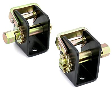 QWORK Lashing Winch, 2 Pack (1 Left, 1 Right) Lashing Truck Tie Down Winch, for 2 Webbing, Steel Bolt On Weld On Track Tie Down Tow Dolly Strap Truck Flat