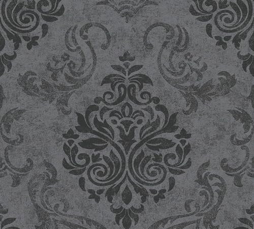Profhome Papier peint Baroque 953723-GU papier peint intissé (TNT) anthracite gris noir-graphite 0,53 m x 10,05 m / 5,33 m2