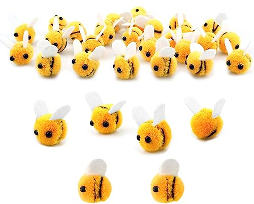 SaktopDeco 28 Stück Filzbienen Wollfilz zum Basteln Mini-Biene Plüsch Dekor für Bienen Geschlecht Enthüllung Dekorationen Kleidung Hut Geschenk DIY Handwerk