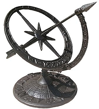Alfie Francis Rustic Cast Iron Armillary Sphere Sundial Vintage Garden Ornament Outdoor Decoration Statue Sculpture Antique Style