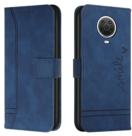 Lihondar Kompatibel mit Nokia G10/G20/G30 Hülle, Premium Leder Klappbar Schutzhülle Tasche Wallet mit Brieftasche Cover Flip Case Klapphülle für Nokia G10/G20/G30 (Blau)