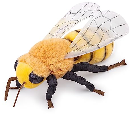 lilizzhoumax Hummel Kuscheltier Biene Plüschtier 27cm/11Zoll Superweiches Kawaii Insekten Plüsch Stofftier Realistische Spielzeug Geschenk für Kinder Jungen Mädchen Gelb Insekten sammeln