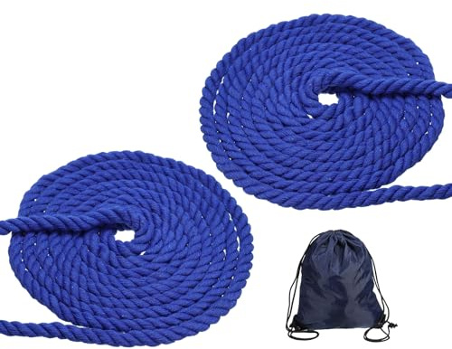 PATIKIL 1/2 x16' Natürlich Gedrehtes Baumwollseil 2 Pack 3 Litze Weiches Bastelseil mit Kordelzug Tasche für Handwerk Geländer Heimdekoration Dunkel Blau