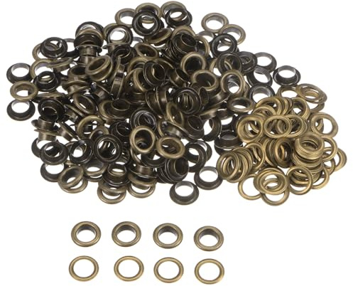 QUARKZMAN 300 Ensembles Œillets en Métal de 10mm ID avec Rondelles, Œillets en Fer pour Chaussures, Vêtements, Ceintures, Étiquettes, Sacs, Tissus, Cuir,DIY, Accessoires, Bronze